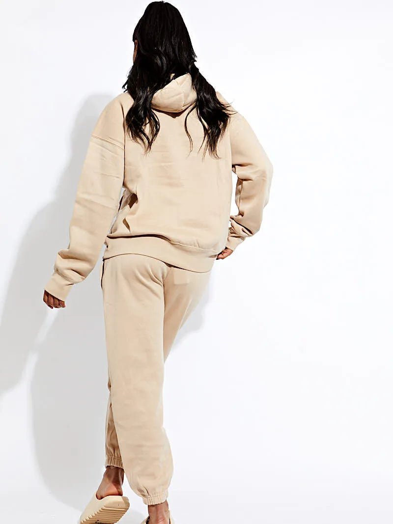 Beige The Lovely Club Slogan Fleece Co-ord