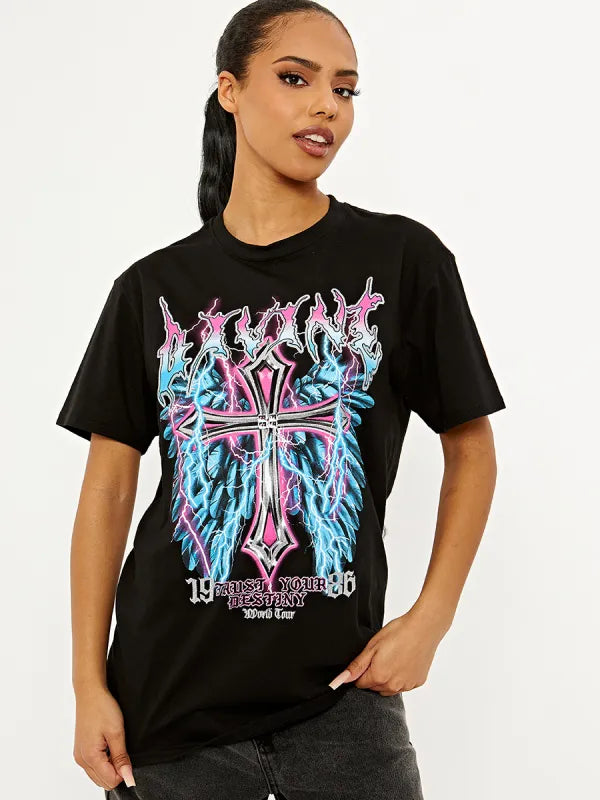 Black Divine Graphic Printed T-Shirt