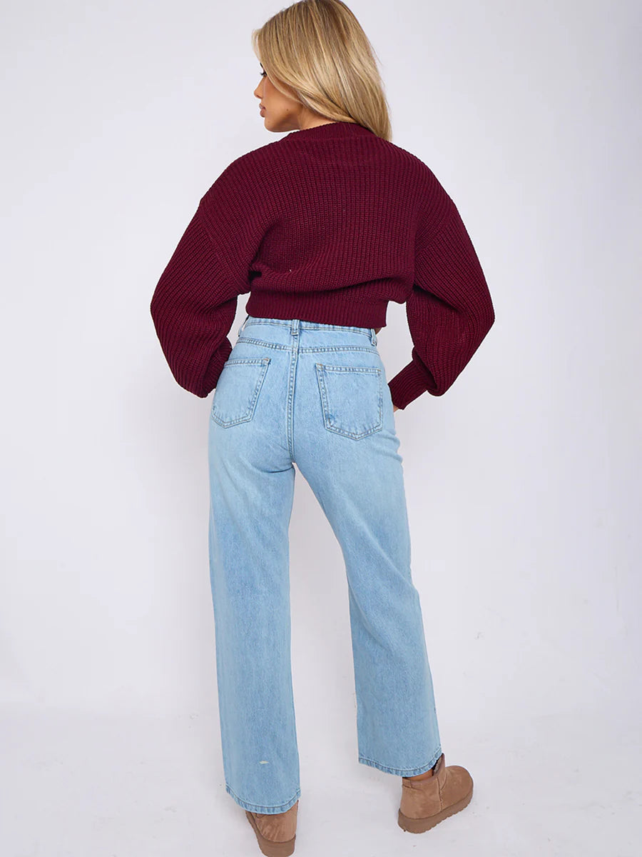 Diamanté Crucifix Detail Straight Leg Denim Jeans
