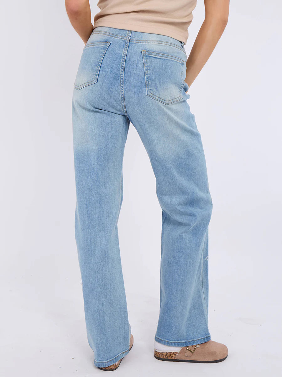 Wide Leg Diamante Denim Star Jeans
