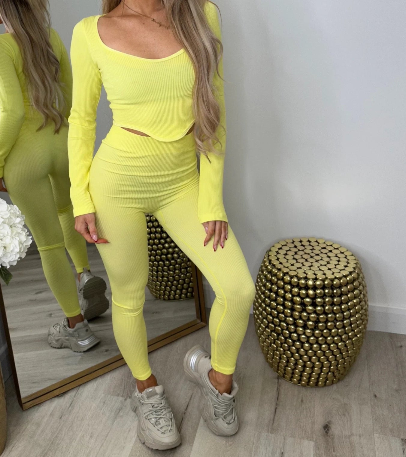 Fuchsia Ribbed Asymmetric Crop Top & Leggings Co-Ord