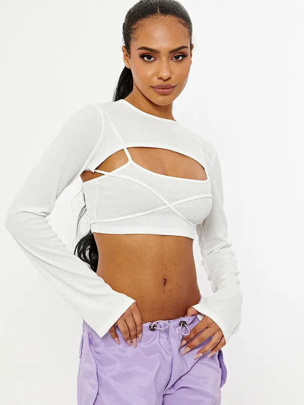 Baby Blue 2 Piece Tie Knot Ribbed Crop Top