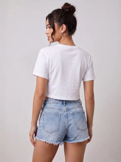Black Cool Vibes Printed Cropped Tee