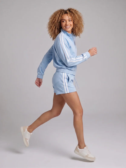 Stone Stripe Detail Top & Shorts Fleece Co-ord