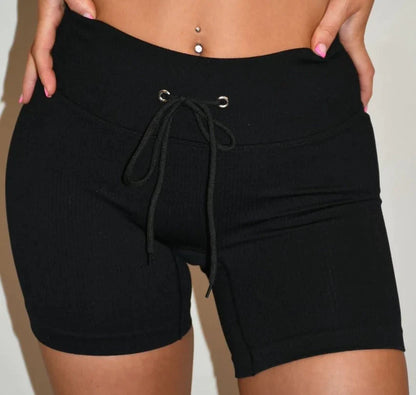 Black Ribbed GYM Shorts