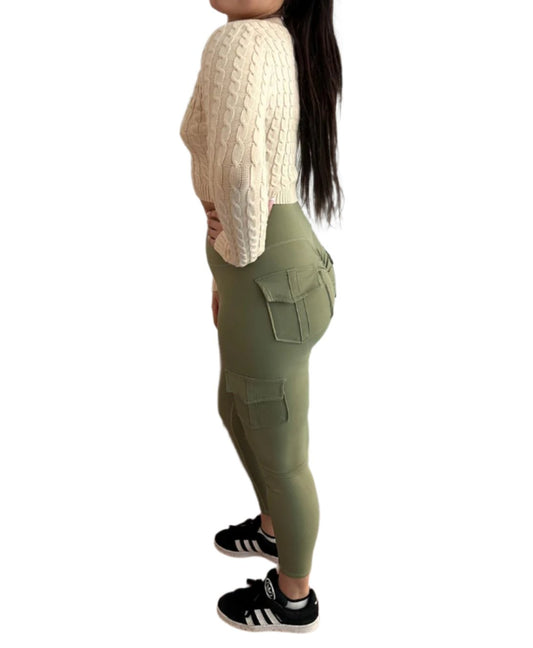 Khaki Cargo Sculpt Leggings