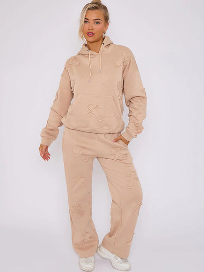 Slate Crucifix Embroidered Fleece Sweatshirt & Joggers Co-ord