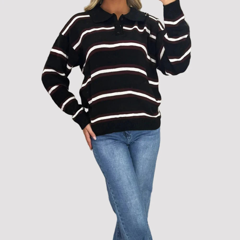 Wine Knitted Rugby Top