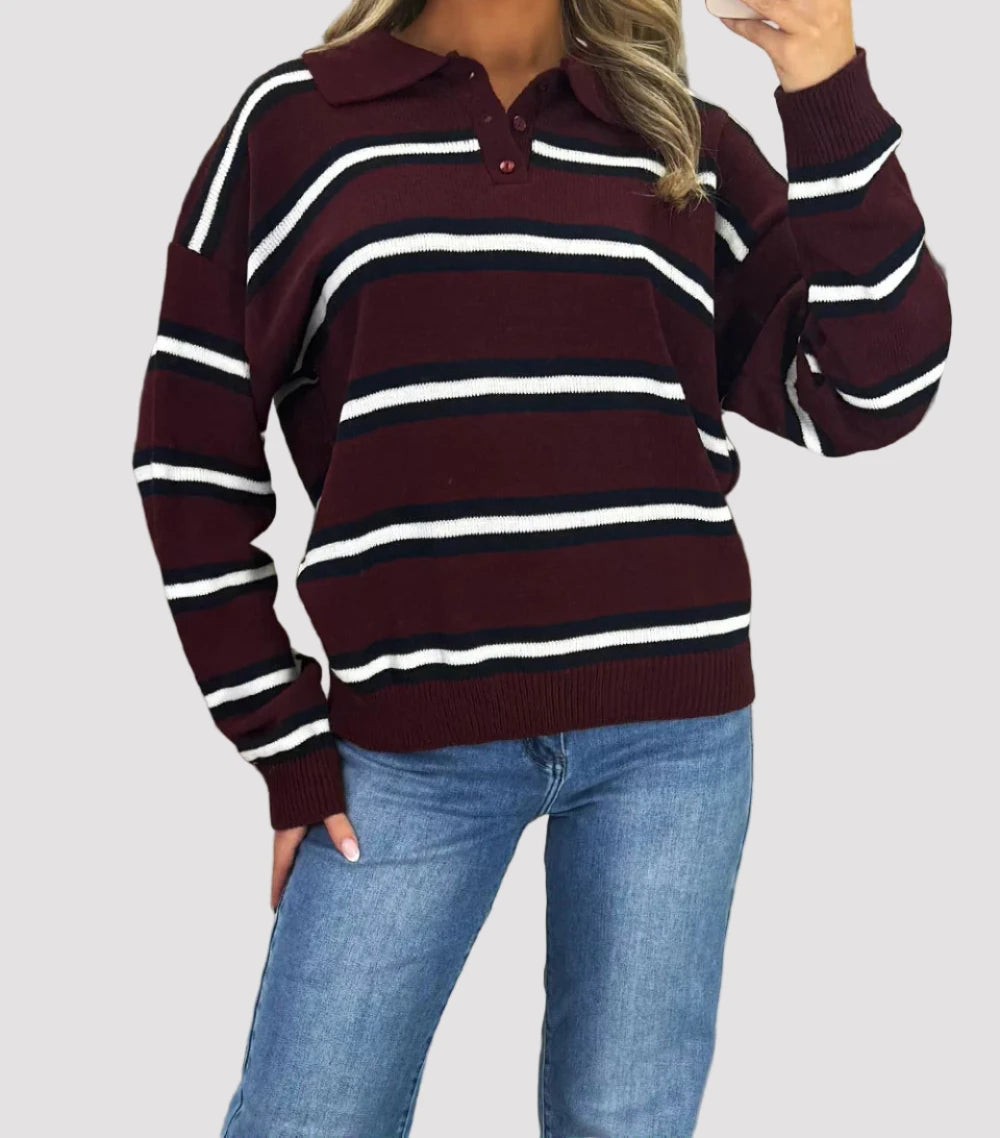 Wine Knitted Rugby Top