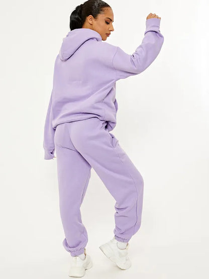 Lilac Embroidered French Riviera Hooded Fleece Co-ord