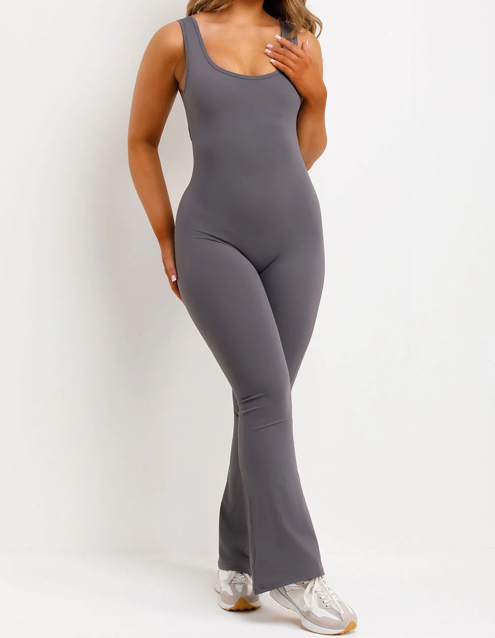 Black Slinky Flare Leg Jumpsuit