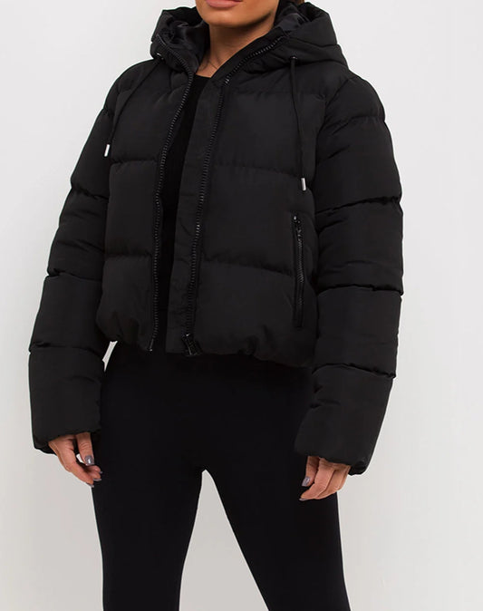 Black Hooded Puffer Jacket