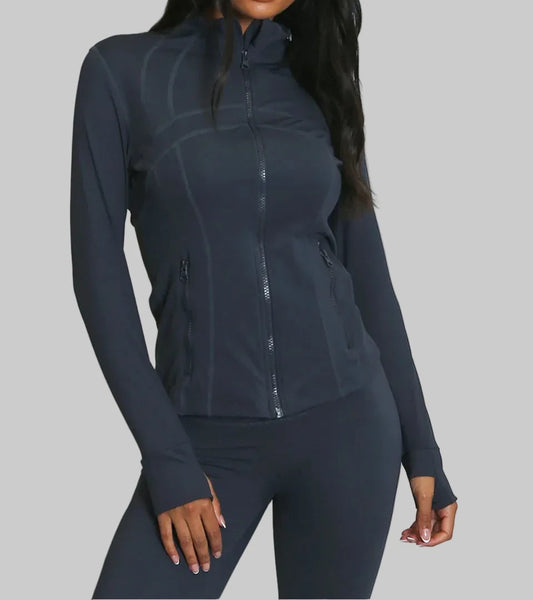 Navy Sculpted Gym Jacket